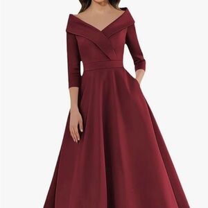Elegant Off-Shoulder Burgundy Dress